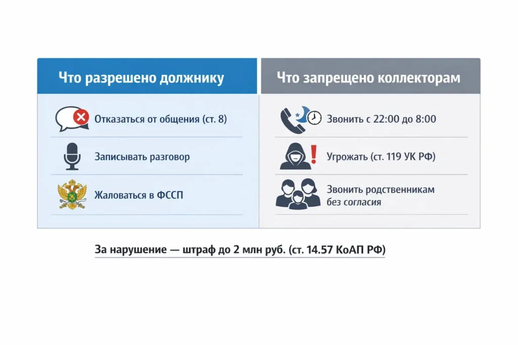 Таблица права должника и обязанности коллекторов по закону 230 ФЗ что делать если звонят коллекторы