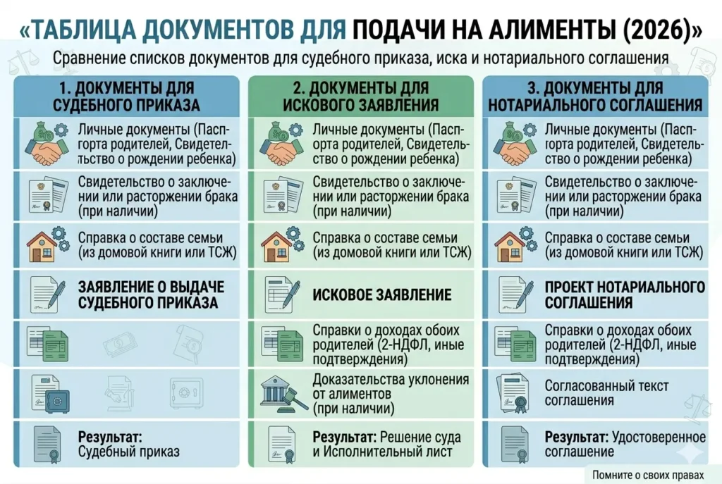 Как подать на алименты — полный список
