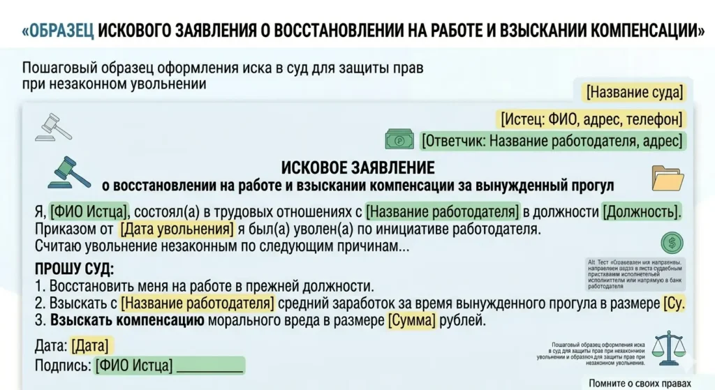 Как получить компенсацию за вынужденный прогул — образец искового заявления