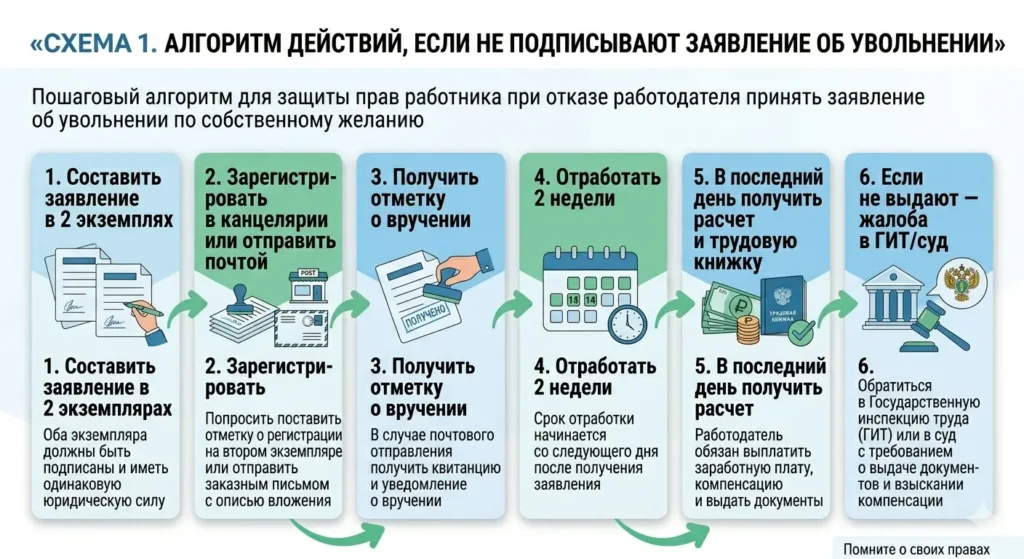 Не подписывают заявление об увольнении что делать — алгоритм действий работника