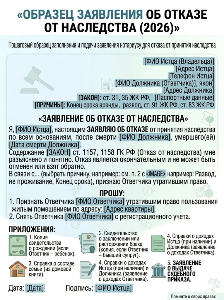 Образец долги по наследству принимать или отказаться — заявление