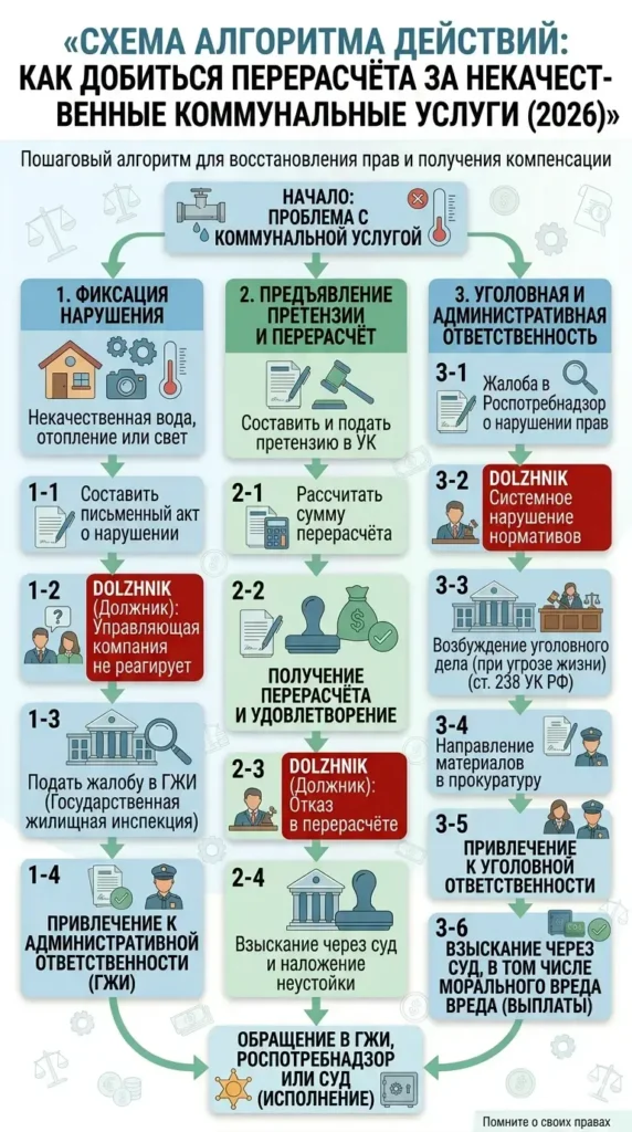 Перерасчёт за некачественные коммунальные услуги — образец заявления 2026