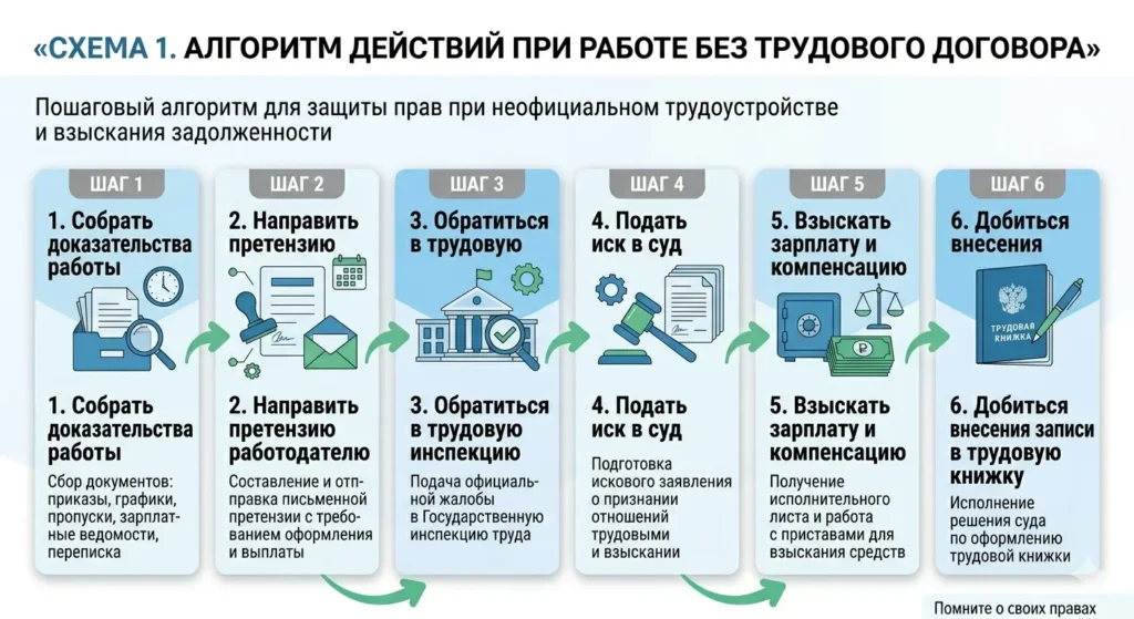 Работа без трудового договора риски и защита — алгоритм действий работника
