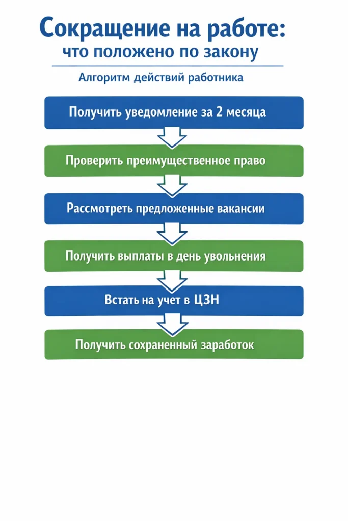 Сокращение на работе что положено по закону — алгоритм действий работника