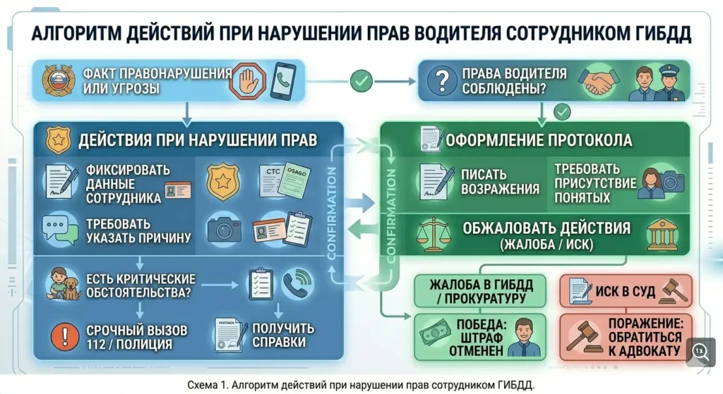 Схема сотрудник ГИБДД нарушает права что делать алгоритм