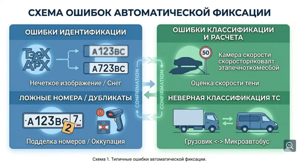 Схема: камера ГИБДД ошибочно зафиксировала нарушение типичные ошибки