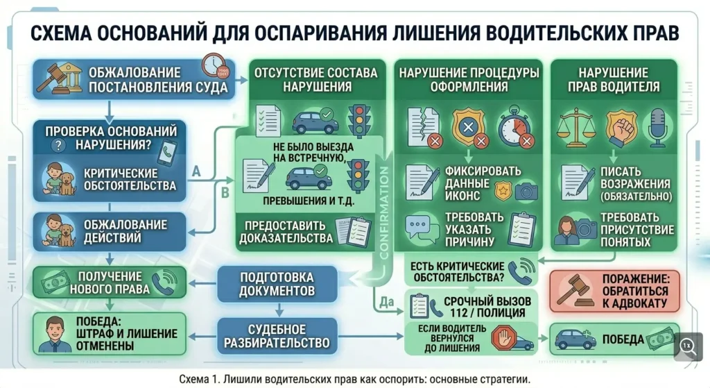 Схема: лишили водительских прав как оспорить основания